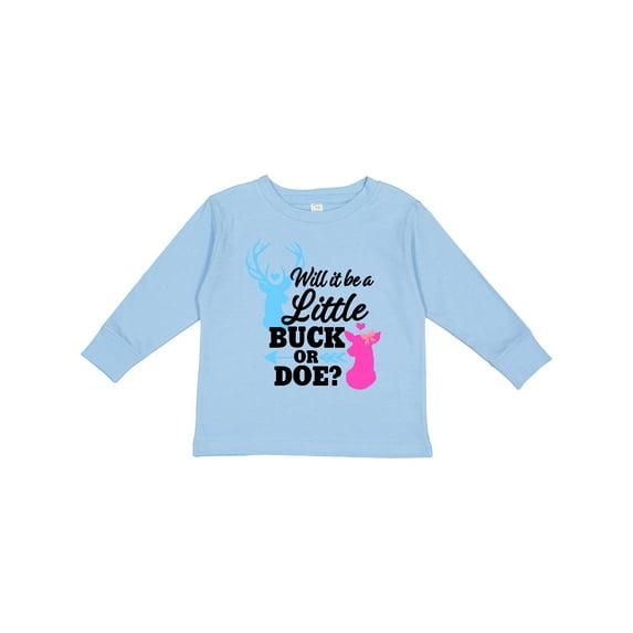 Inktastic Gender Reveal Will it be a Little Buck or Doe? Girls Long Sleeve Toddler T-Shirt