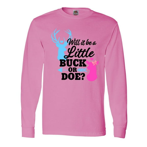 Inktastic Gender Reveal Will it be a Little Buck or Doe? Long Sleeve T-Shirt