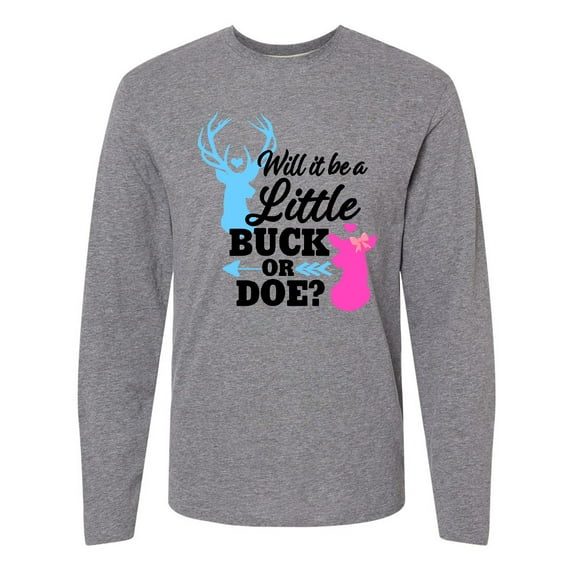Inktastic Gender Reveal Will it be a Little Buck or Doe? Long Sleeve T-Shirt