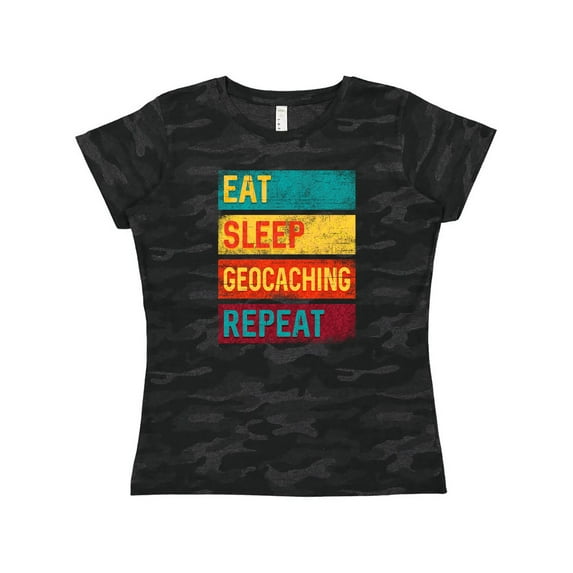 Inktastic Geocacher Adventure Eat Sleep Geocaching Repeat Women's T-Shirt