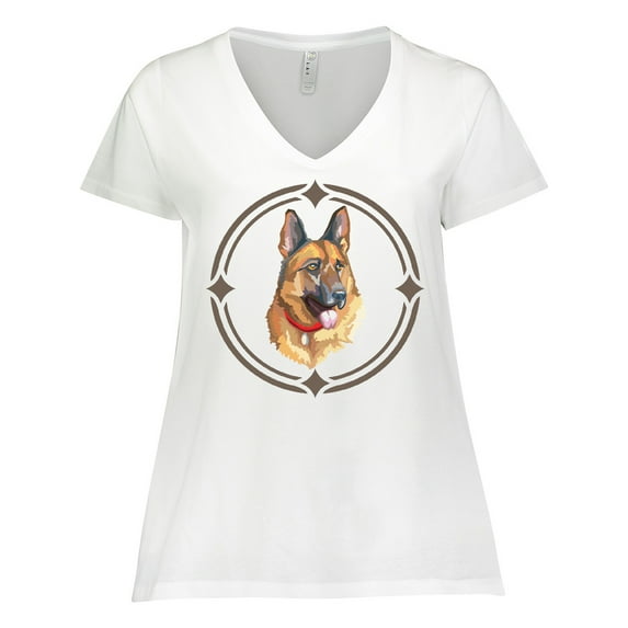Inktastic German Shepherd Dog Art Gift Women's Plus Size V-Neck T-Shirt