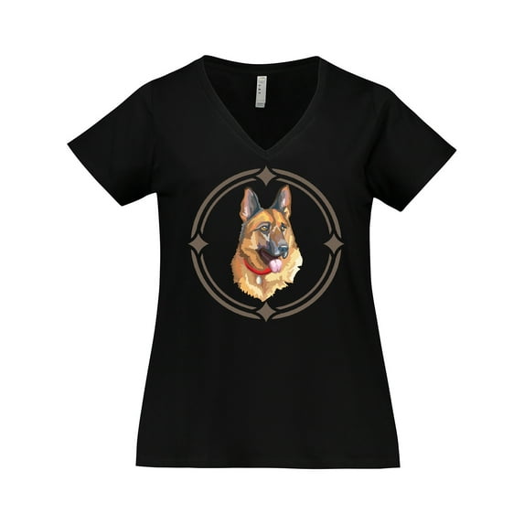Inktastic German Shepherd Dog Art Gift Women's Plus Size V-Neck T-Shirt