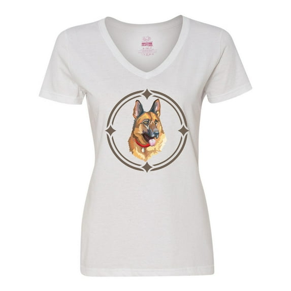 Inktastic German Shepherd Dog Art Gift Women's V-Neck T-Shirt