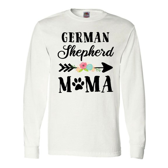 Inktastic German Shepherd Mama with Arrow and Flowers Long Sleeve T-Shirt