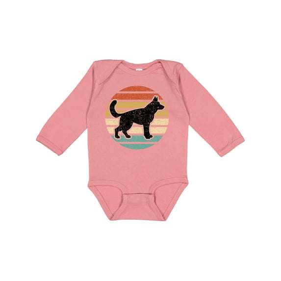 Inktastic German Shepherd Silhouette Vintage Retro Boys or Girls Long Sleeve Baby Bodysuit