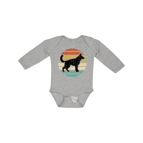 Inktastic German Shepherd Silhouette Vintage Retro Boys or Girls Long Sleeve Baby Bodysuit