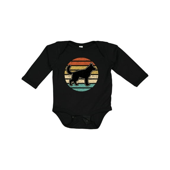 Inktastic German Shepherd Silhouette Vintage Retro Boys or Girls Long Sleeve Baby Bodysuit