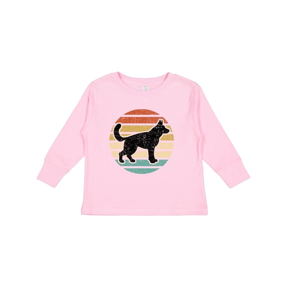 Inktastic German Shepherd Silhouette Vintage Retro Boys or Girls Long Sleeve Toddler T-Shirt