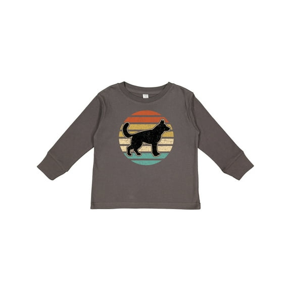 Inktastic German Shepherd Silhouette Vintage Retro Boys or Girls Long Sleeve Toddler T-Shirt