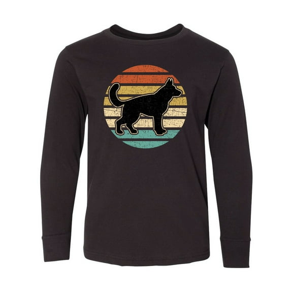 Inktastic German Shepherd Silhouette Vintage Retro Long Sleeve Youth T-Shirt