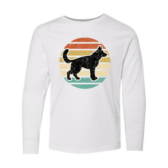 Inktastic German Shepherd Silhouette Vintage Retro Long Sleeve Youth T-Shirt