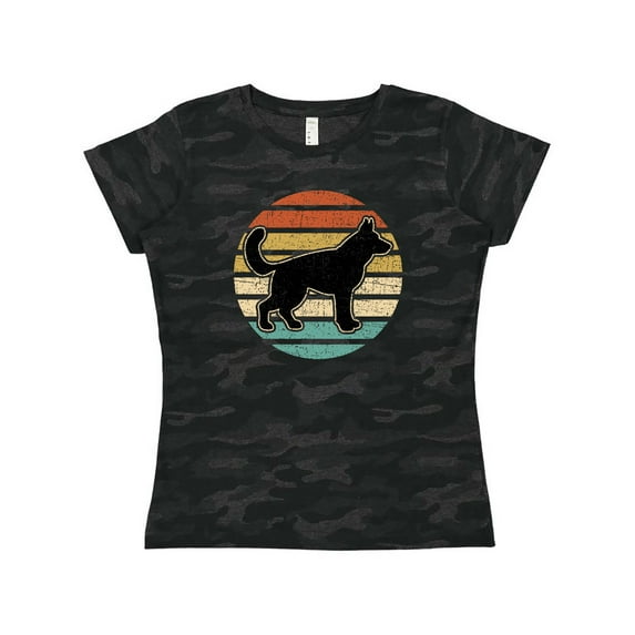 Inktastic German Shepherd Silhouette Vintage Retro Women's T-Shirt