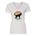 thumbnail image 1 of Inktastic German Shepherd Silhouette Vintage Retro Women's V-Neck T-Shirt, 1 of 5