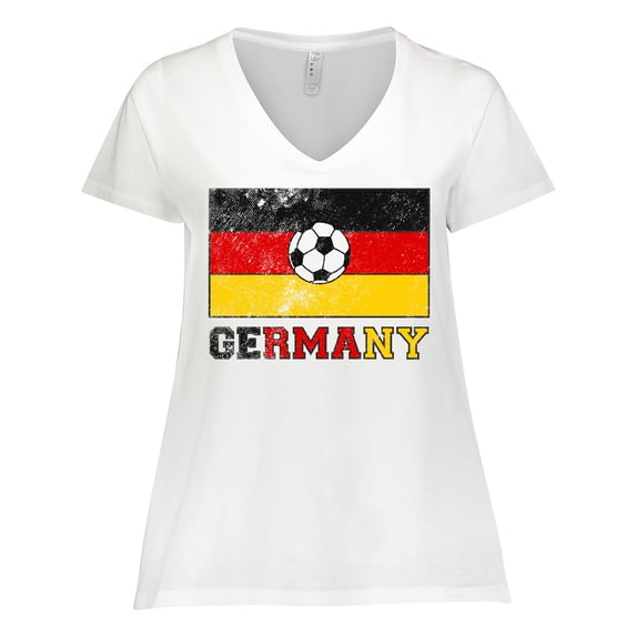 Inktastic German Soccer Women's Plus Size V-Neck T-Shirt