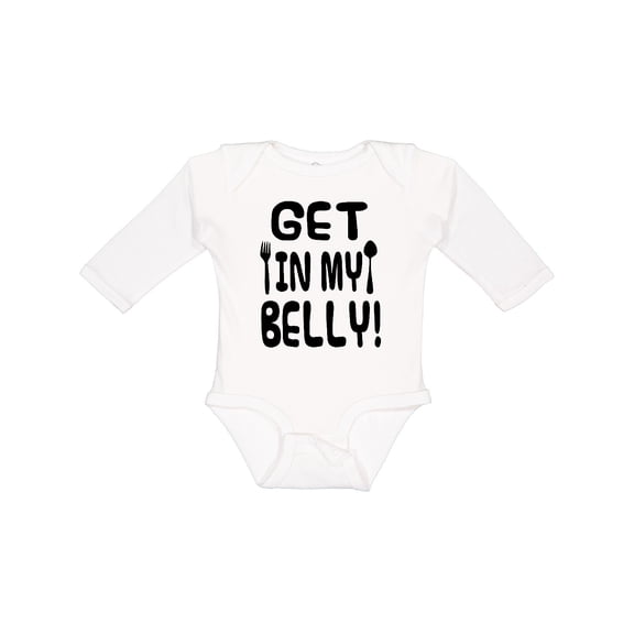Inktastic Get in my Belly Boys or Girls Long Sleeve Baby Bodysuit