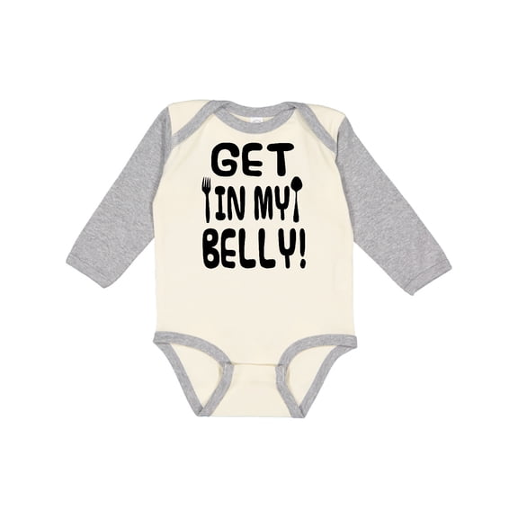 Inktastic Get in my Belly Boys or Girls Long Sleeve Baby Bodysuit