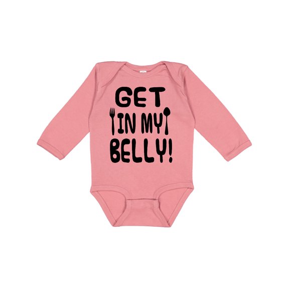 Inktastic Get in my Belly Boys or Girls Long Sleeve Baby Bodysuit