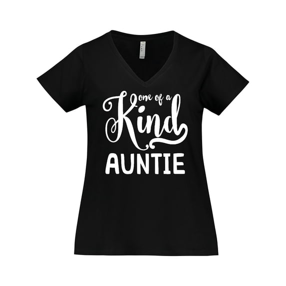 Inktastic Gift for Aunts | One of a Kind Auntie (white) Women's Plus Size V-Neck T-Shirt