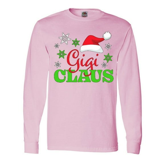Inktastic Gigi Claus with Christmas Santa Hat and Snowflakes Long Sleeve T-Shirt