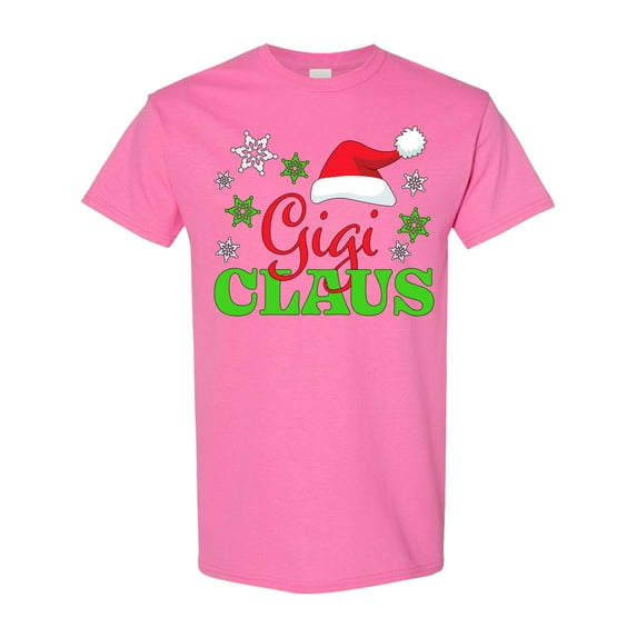 Inktastic Gigi Claus with Christmas Santa Hat and Snowflakes T-Shirt