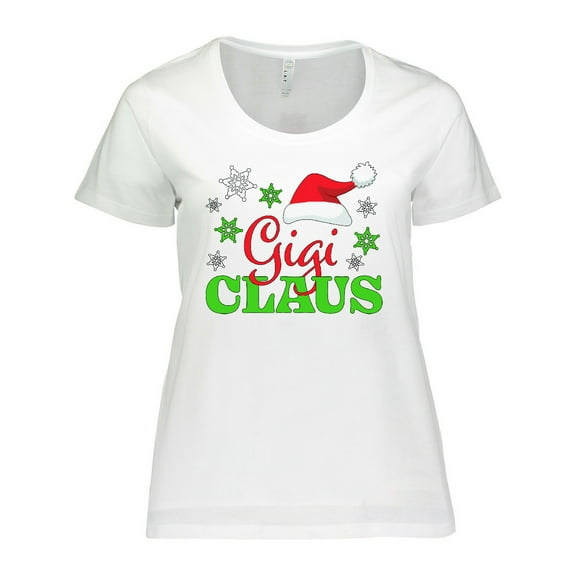 Inktastic Gigi Claus with Christmas Santa Hat and Snowflakes Women's Plus Size T-Shirt