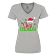 thumbnail image 1 of Inktastic Gigi Claus with Christmas Santa Hat and Snowflakes Women's V-Neck T-Shirt, 1 of 5