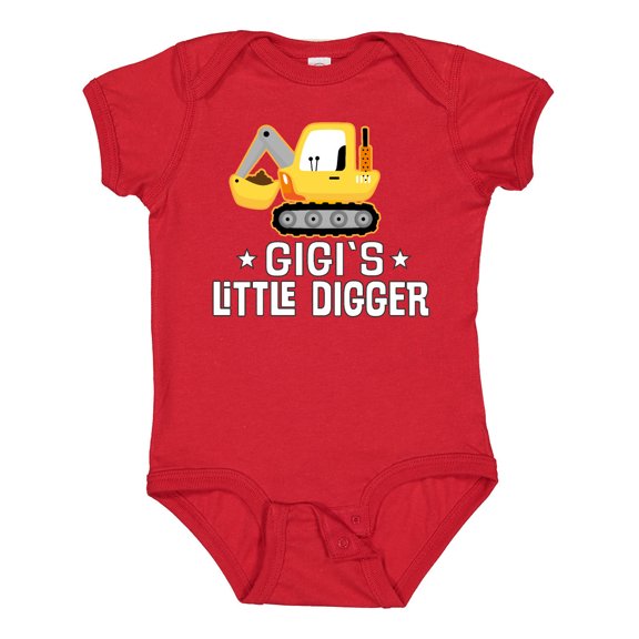 Inktastic Gigi Little Digger Construction Truck Boys Baby Bodysuit