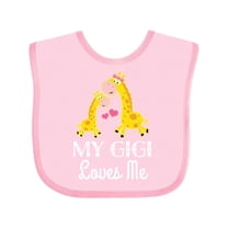 Inktastic Gigi Loves Me Girls Giraffe Granddaughter Girls Baby Bib