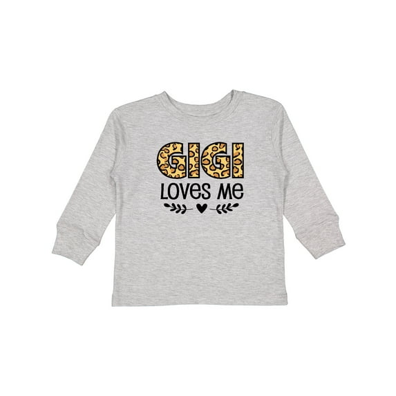 Inktastic Gigi Loves Me Grandchild Leopard Boys or Girls Long Sleeve Toddler T-Shirt