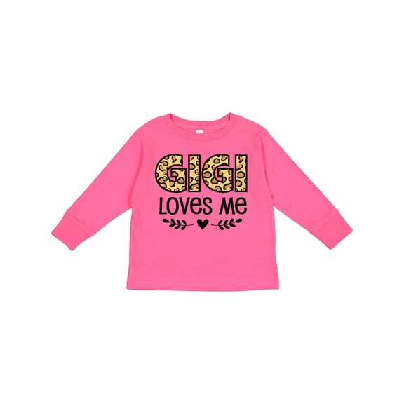 Inktastic Gigi Loves Me Grandchild Leopard Boys or Girls Long Sleeve Toddler T-Shirt