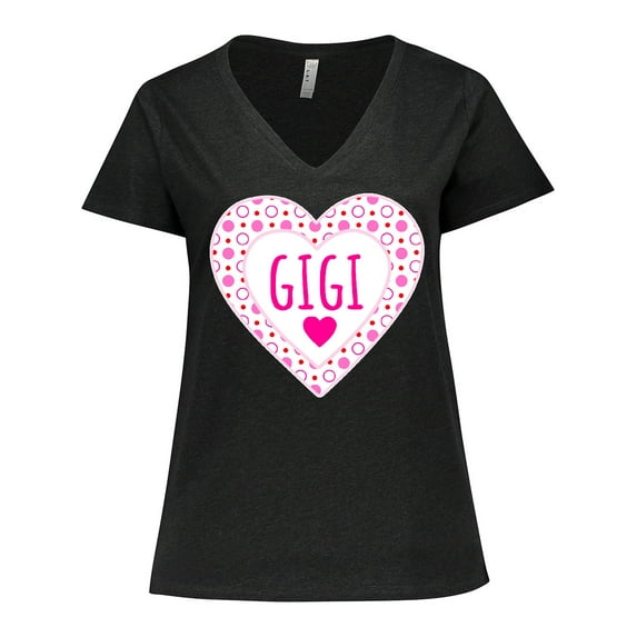 Inktastic Gigi Pink Valentine Hearts Women's Plus Size V-Neck T-Shirt