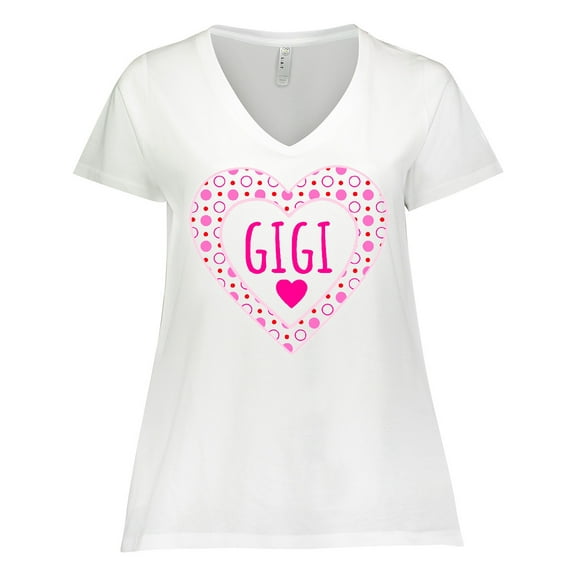 Inktastic Gigi Pink Valentine Hearts Women's Plus Size V-Neck T-Shirt