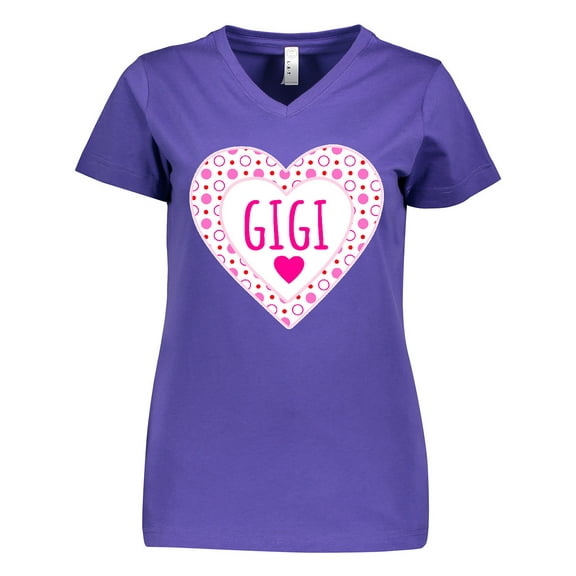 Inktastic Gigi Pink Valentine Hearts Women's V-Neck T-Shirt