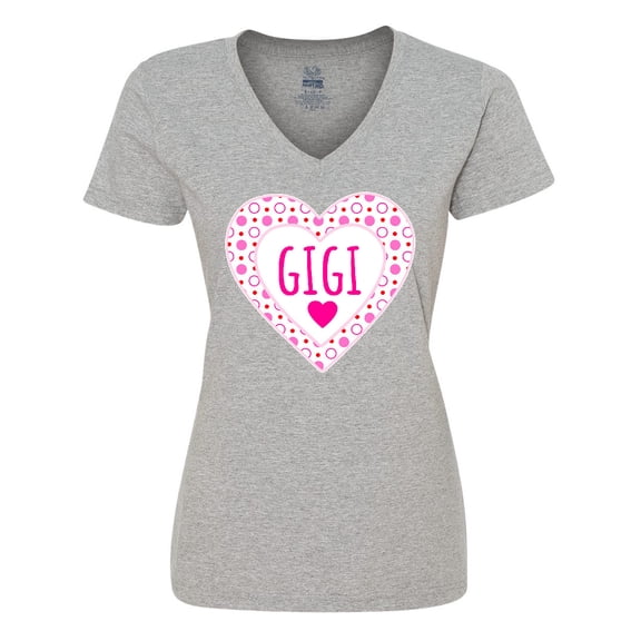 Inktastic Gigi Pink Valentine Hearts Women's V-Neck T-Shirt