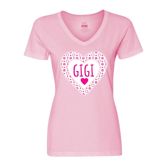 Inktastic Gigi Pink Valentine Hearts Women's V-Neck T-Shirt