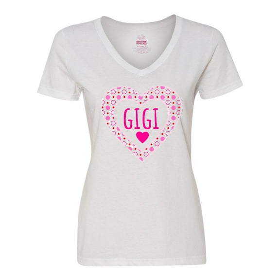 Inktastic Gigi Pink Valentine Hearts Women's V-Neck T-Shirt