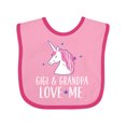 thumbnail image 1 of Inktastic Gigi and Grandpa Love Me Unicorn Grandchild Girls Baby Bib, 1 of 4