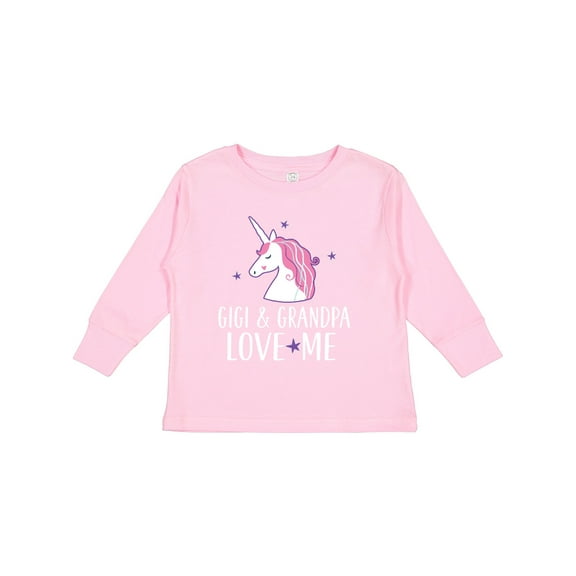 Inktastic Gigi and Grandpa Love Me Unicorn Grandchild Girls Long Sleeve Toddler T-Shirt