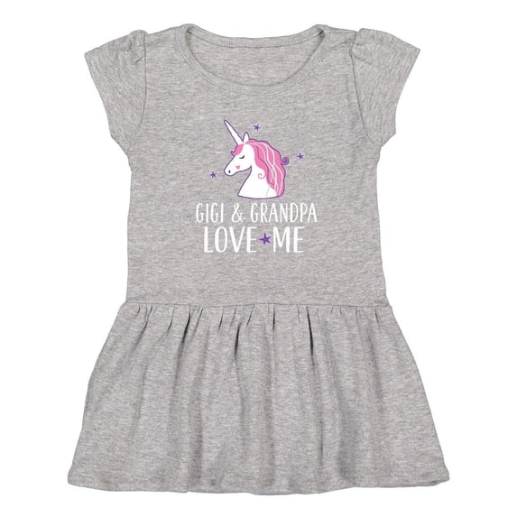Inktastic Gigi and Grandpa Love Me Unicorn Grandchild Girls Toddler Dress