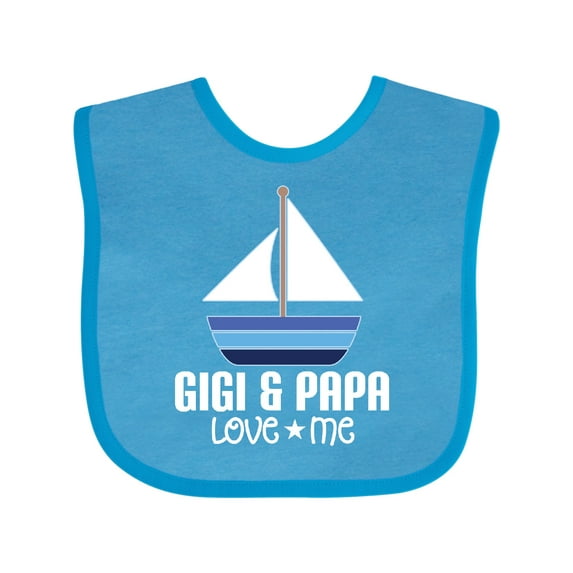 Inktastic Gigi and Papa Love Me Boys Grandson Boys Baby Bib