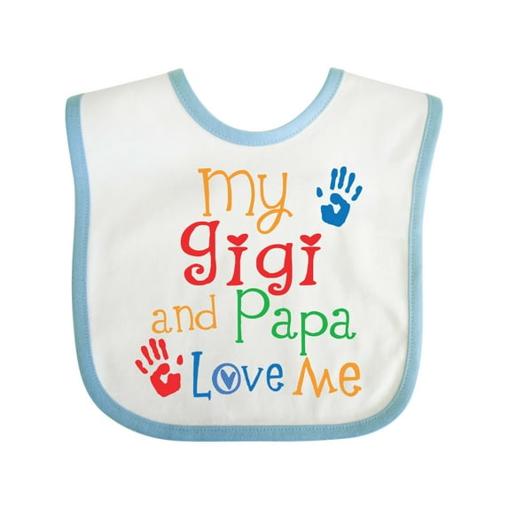 Inktastic Gigi and Papa Love Me Grandkids Boys or Girls Baby Bib