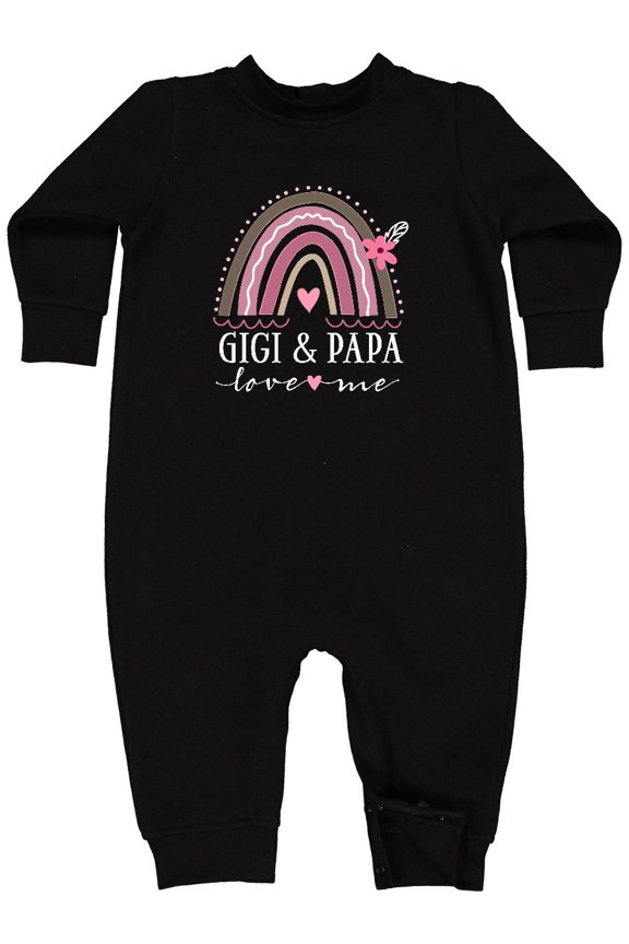 Gigi and Papa Love Me Rainbow Baby Fleece Romper
