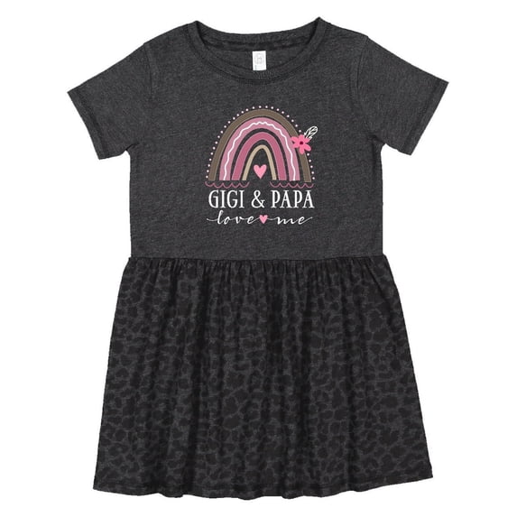Inktastic Gigi and Papa Love Me Rainbow Girls Toddler Dress