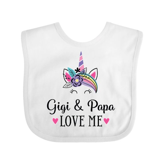 Inktastic Gigi and Papa Love Me Unicorn Girls Baby Bib