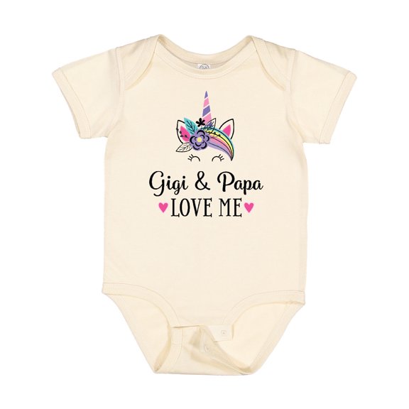Inktastic Gigi and Papa Love Me Unicorn Girls Baby Bodysuit