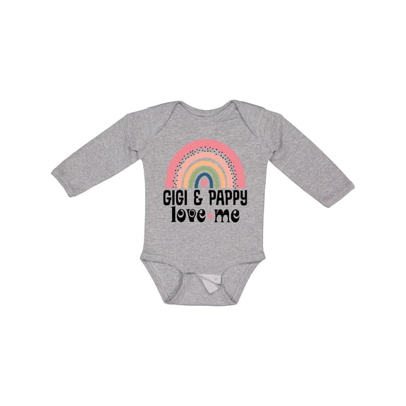 Inktastic Gigi and Pappy Love Me Grandchild Rainbow Girls Long Sleeve Baby Bodysuit