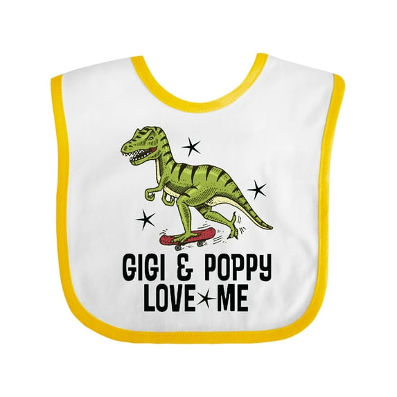 Inktastic Gigi and Poppy Love Me Dinosaur Boys Baby Bib