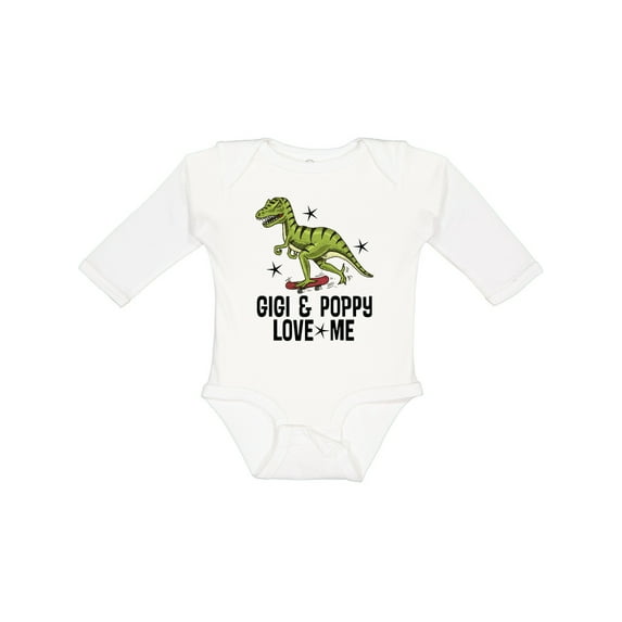 Inktastic Gigi and Poppy Love Me Dinosaur Boys Long Sleeve Baby Bodysuit