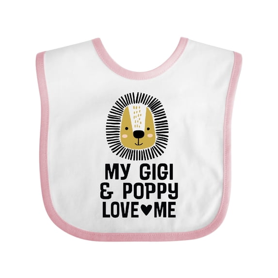 Inktastic Gigi and Poppy Love Me Grandson Lion Boys Baby Bib
