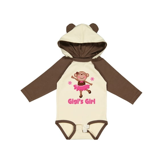 Inktastic Gigi's Girl Monkey Girls Long Sleeve Baby Bodysuit